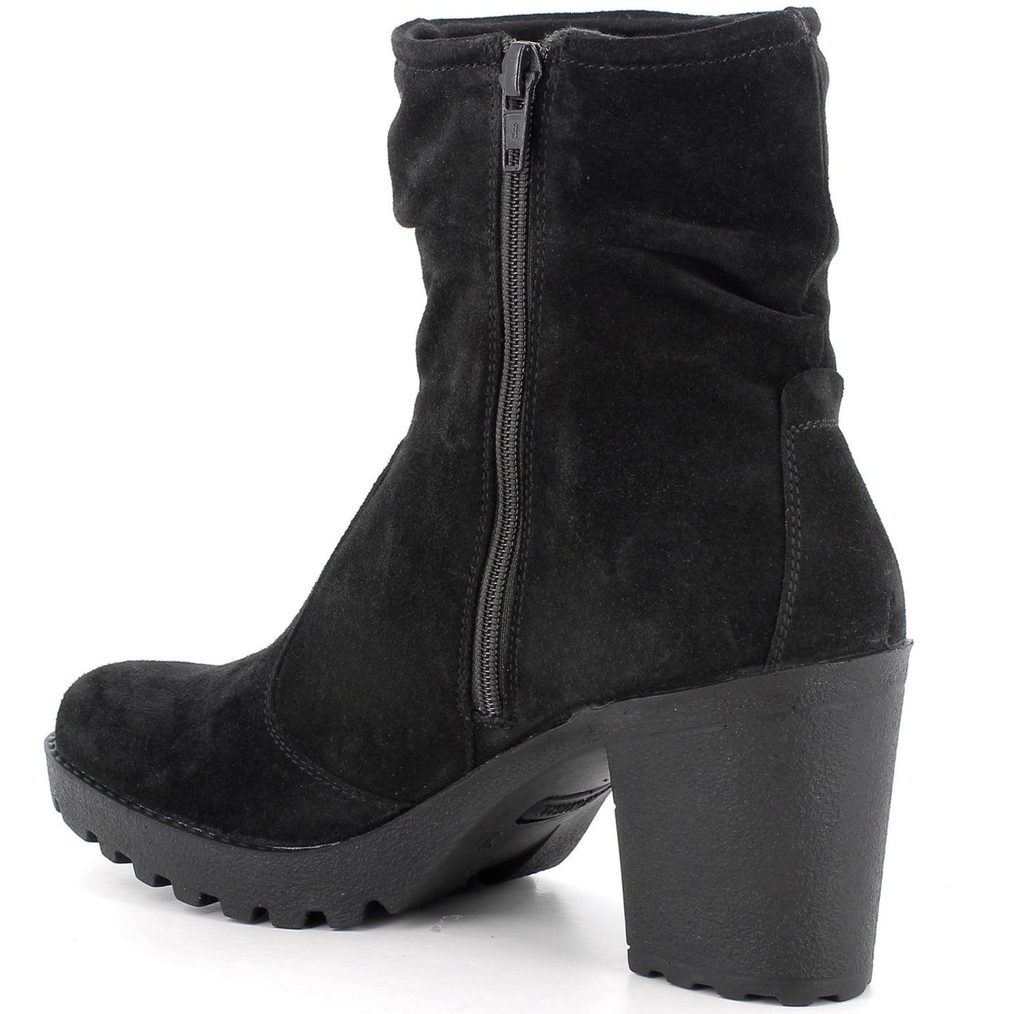 Suede Slouchy Ankle Boots with Block Heel Sole