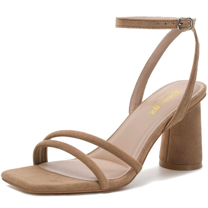 Minimal Strappy Block Heel Sandals for Women