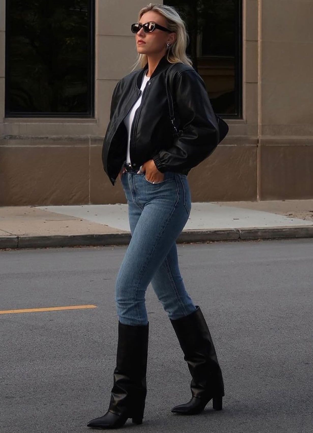 Fold Over Knee High Boots with Chunky Heels