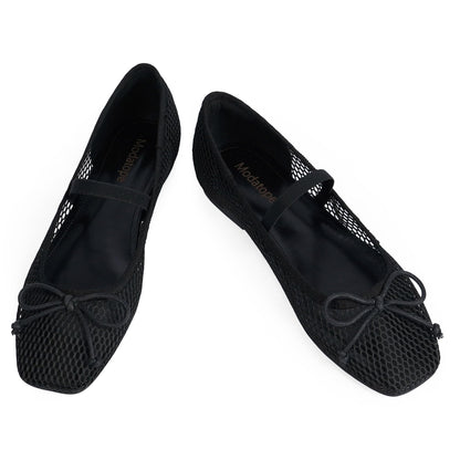 Bow Square Toe Ballet Flats