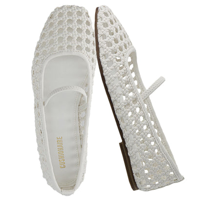Woven Square Toe Mary Jane Flats