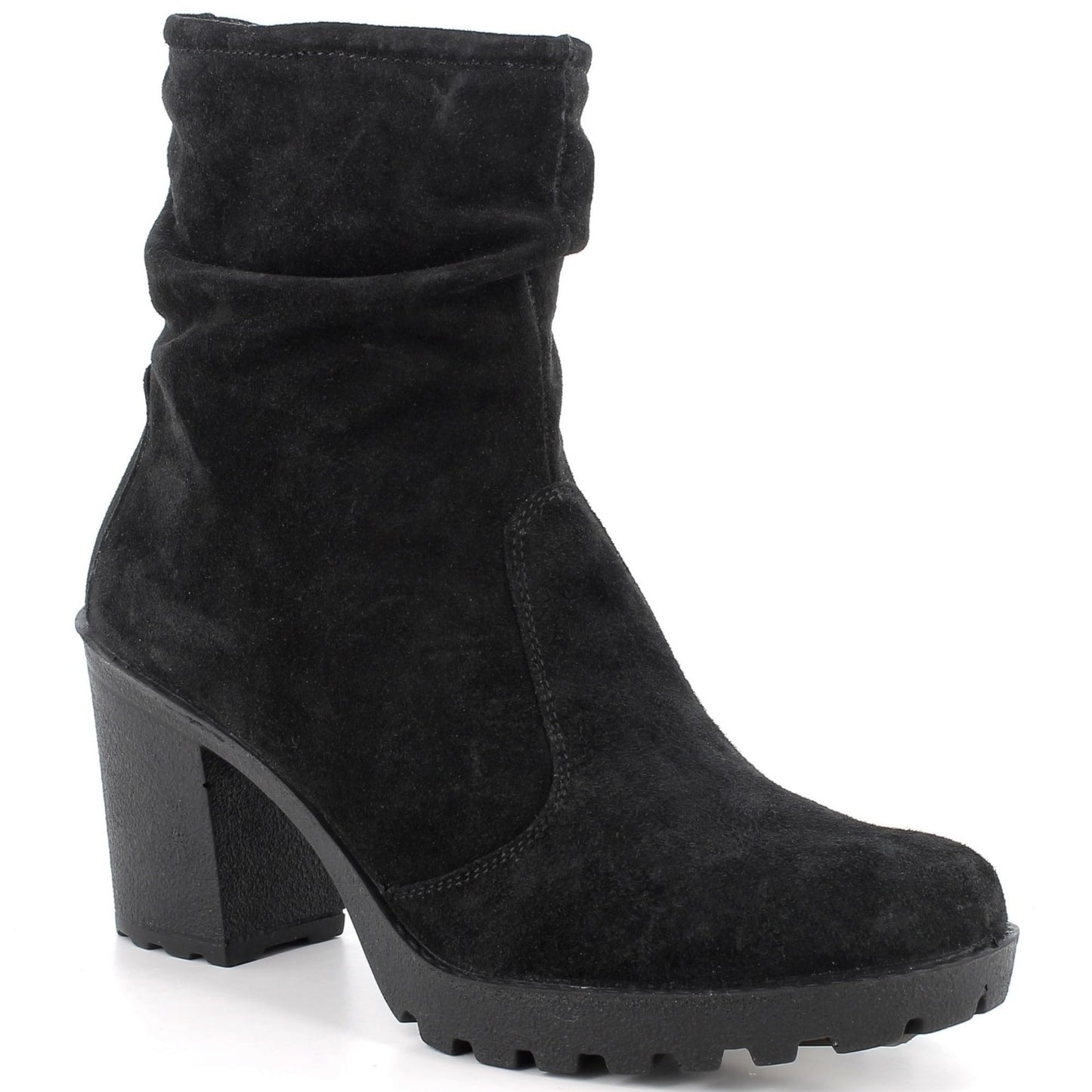 Suede Slouchy Ankle Boots with Block Heel Sole