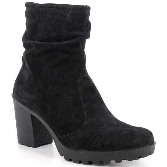 Suede Slouchy Ankle Boots with Block Heel Sole