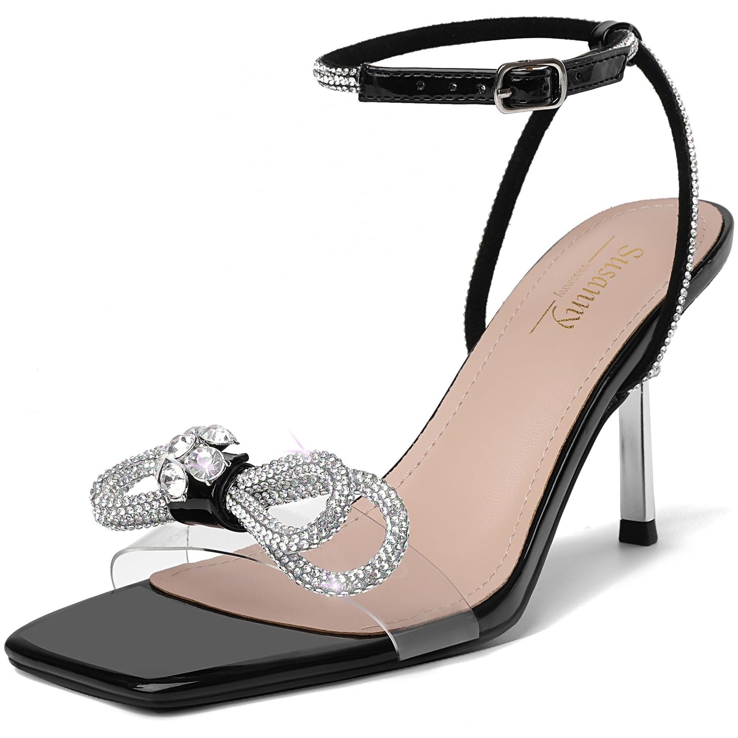 Rhinestone Slingback Kitten Heel Bow Pumps