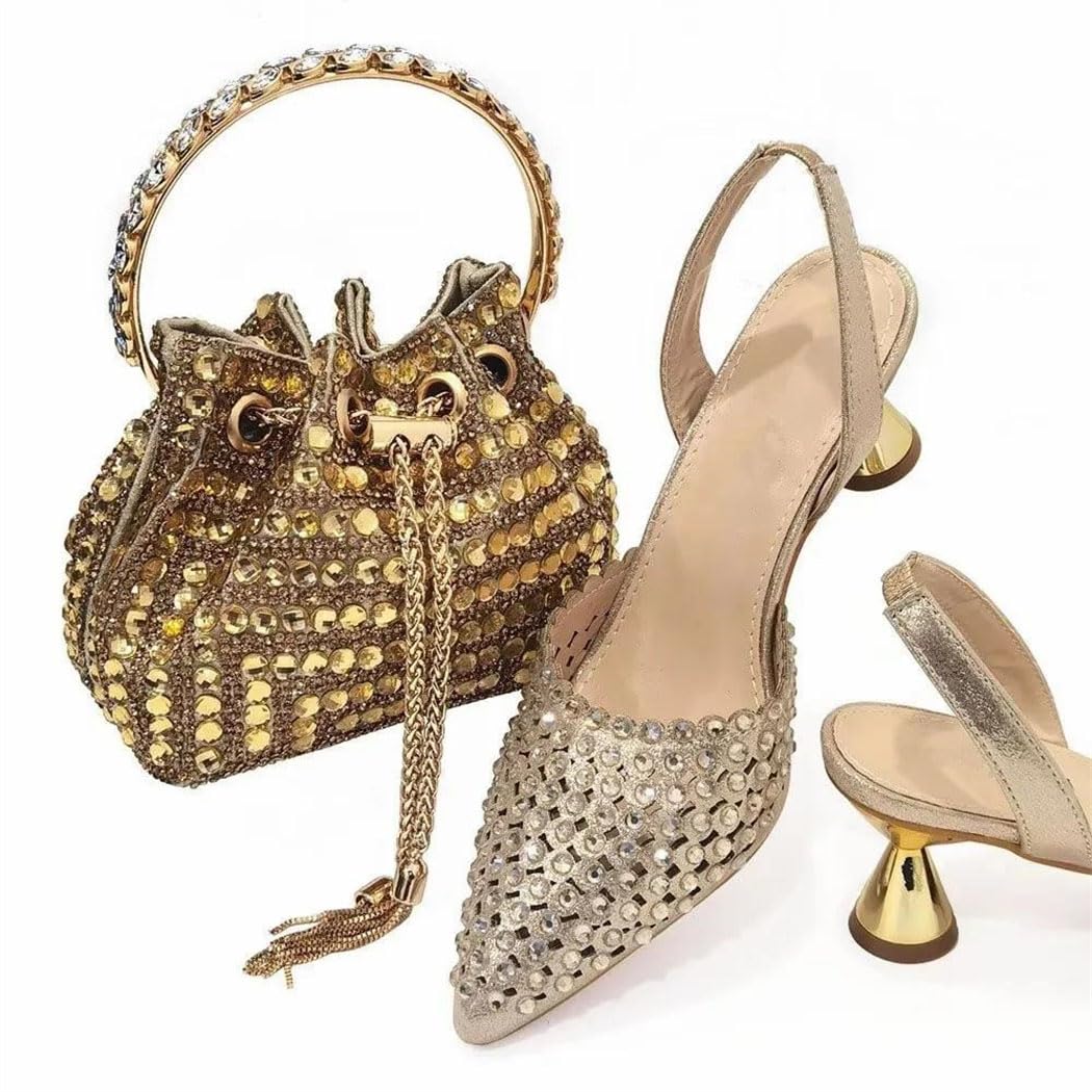 Classic Evening Heel Sandals and Matching Bag Set