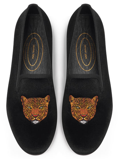 Embroidered Velvet Loafer Flats