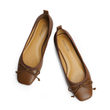 Bow Square Toe Ballet Flats