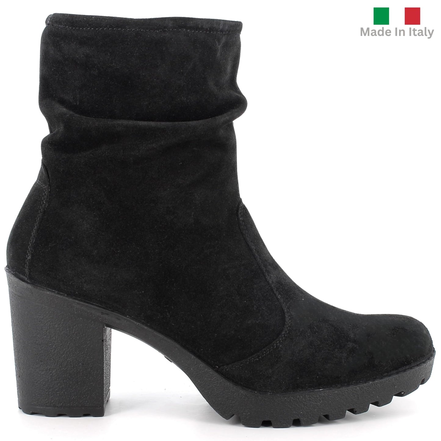 Suede Slouchy Ankle Boots with Block Heel Sole