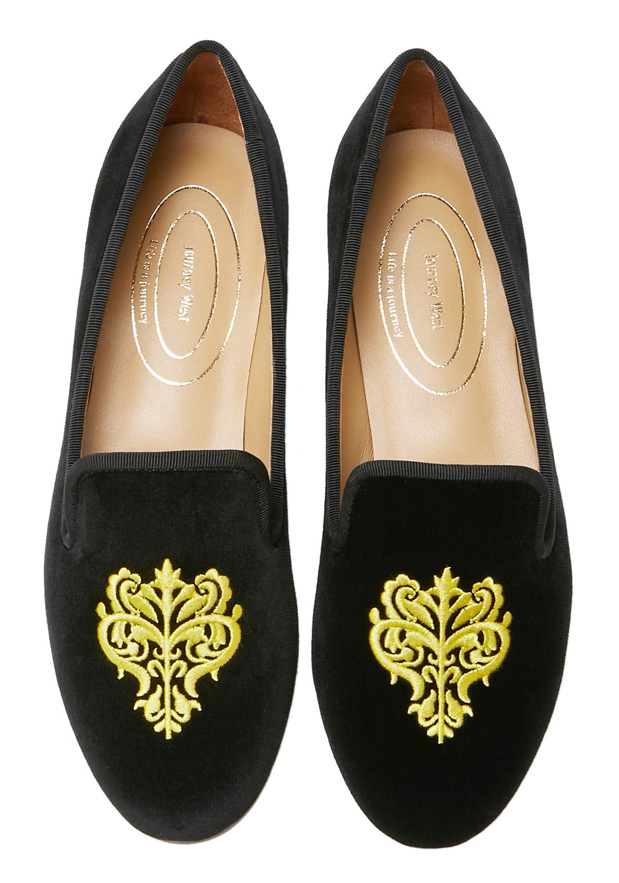 Embroidered Velvet Loafer Flats