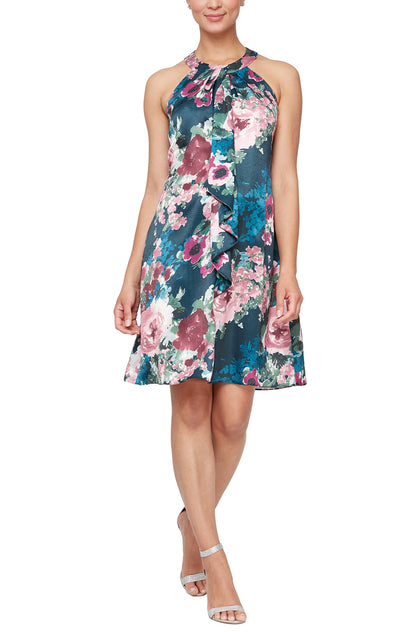 Jewel Halter Sheath Dress for Evening Occasions