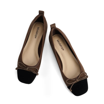Bow Square Toe Ballet Flats