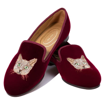 Embroidered Velvet Loafer Flats