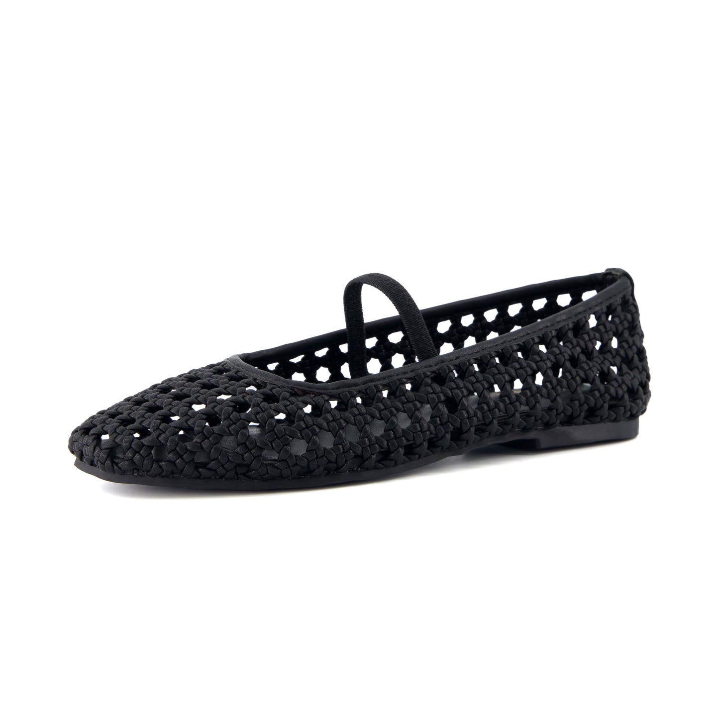 Woven Square Toe Mary Jane Flats