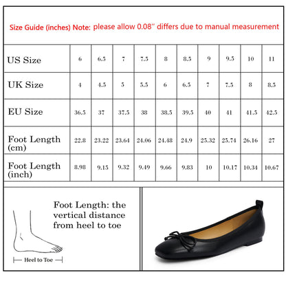 Bow Square Toe Ballet Flats
