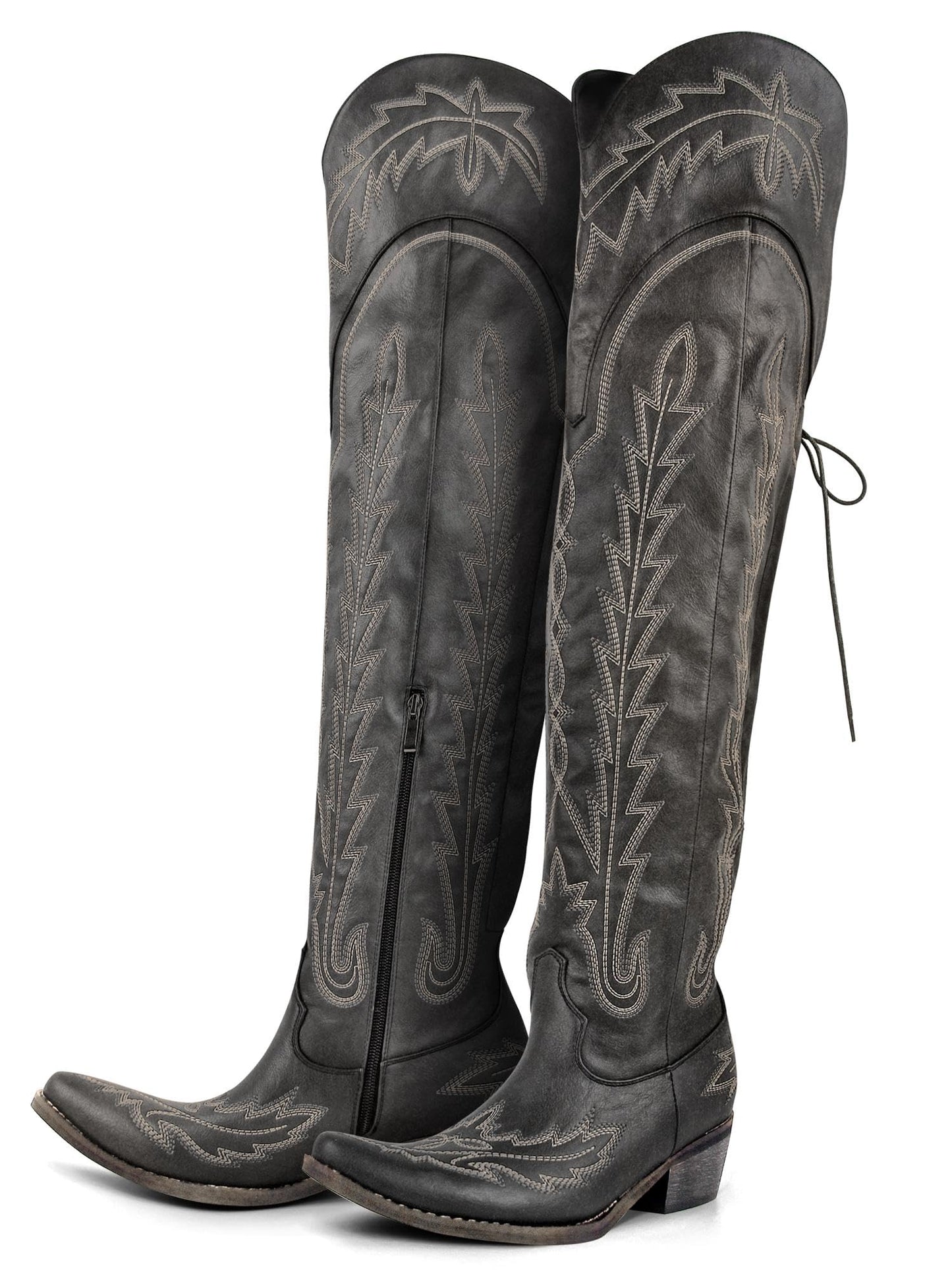 Over-the-Knee Cowboy Boots with Chunky Heel