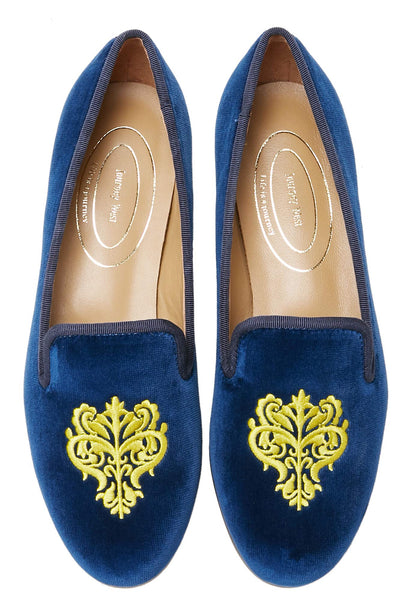 Embroidered Velvet Loafer Flats