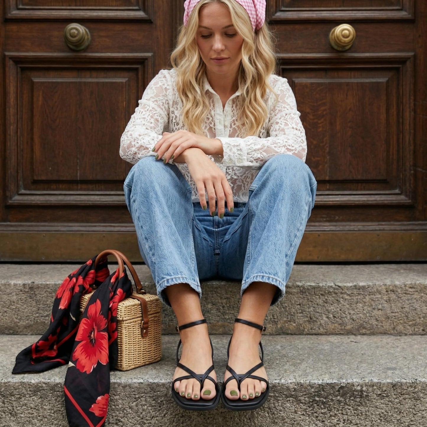 Strappy Flat Sandals with Memory Foam Comfort