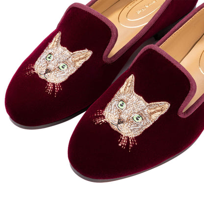 Embroidered Velvet Loafer Flats