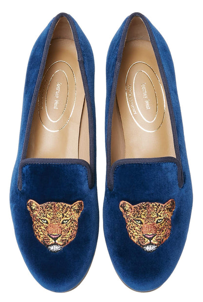 Embroidered Velvet Loafer Flats