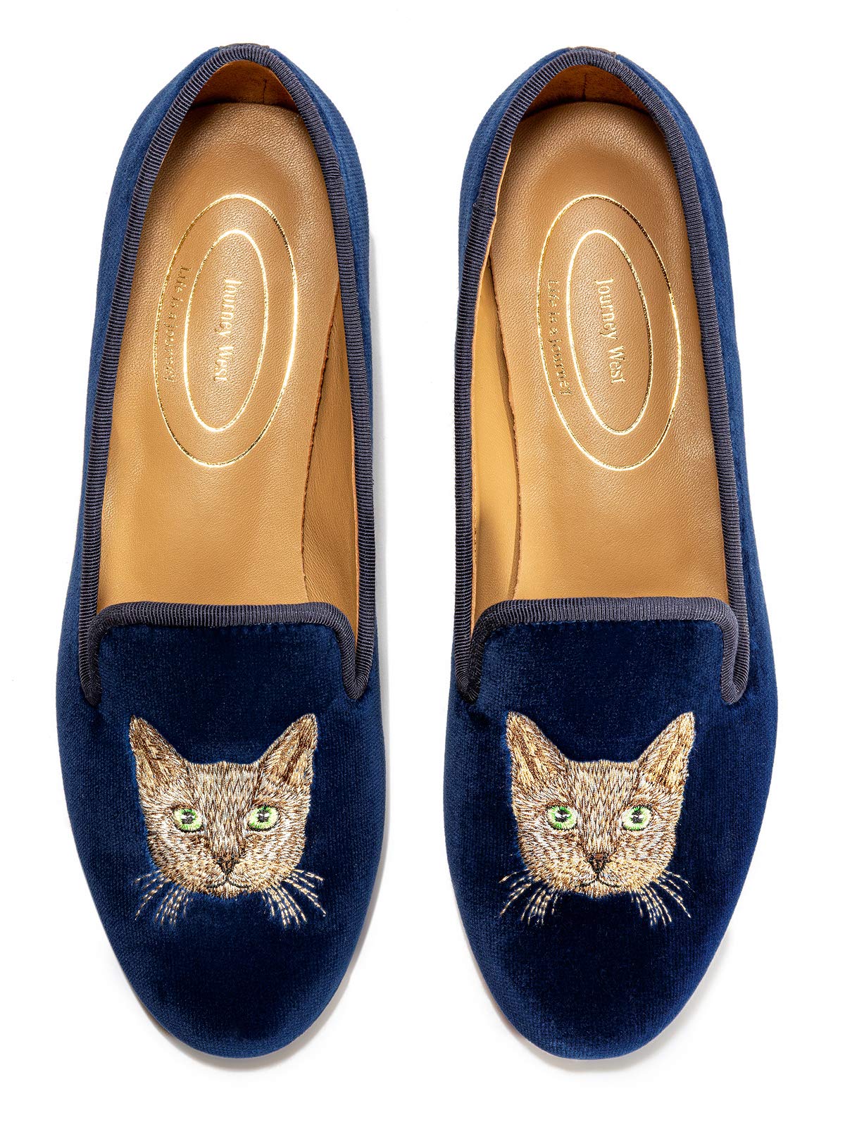 Embroidered Velvet Loafer Flats
