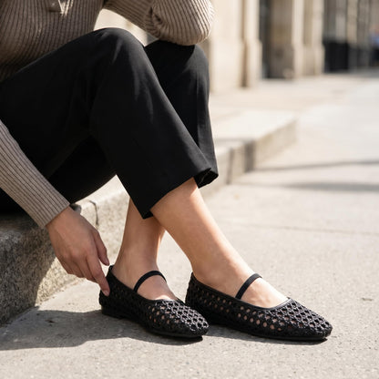 Woven Square Toe Mary Jane Flats