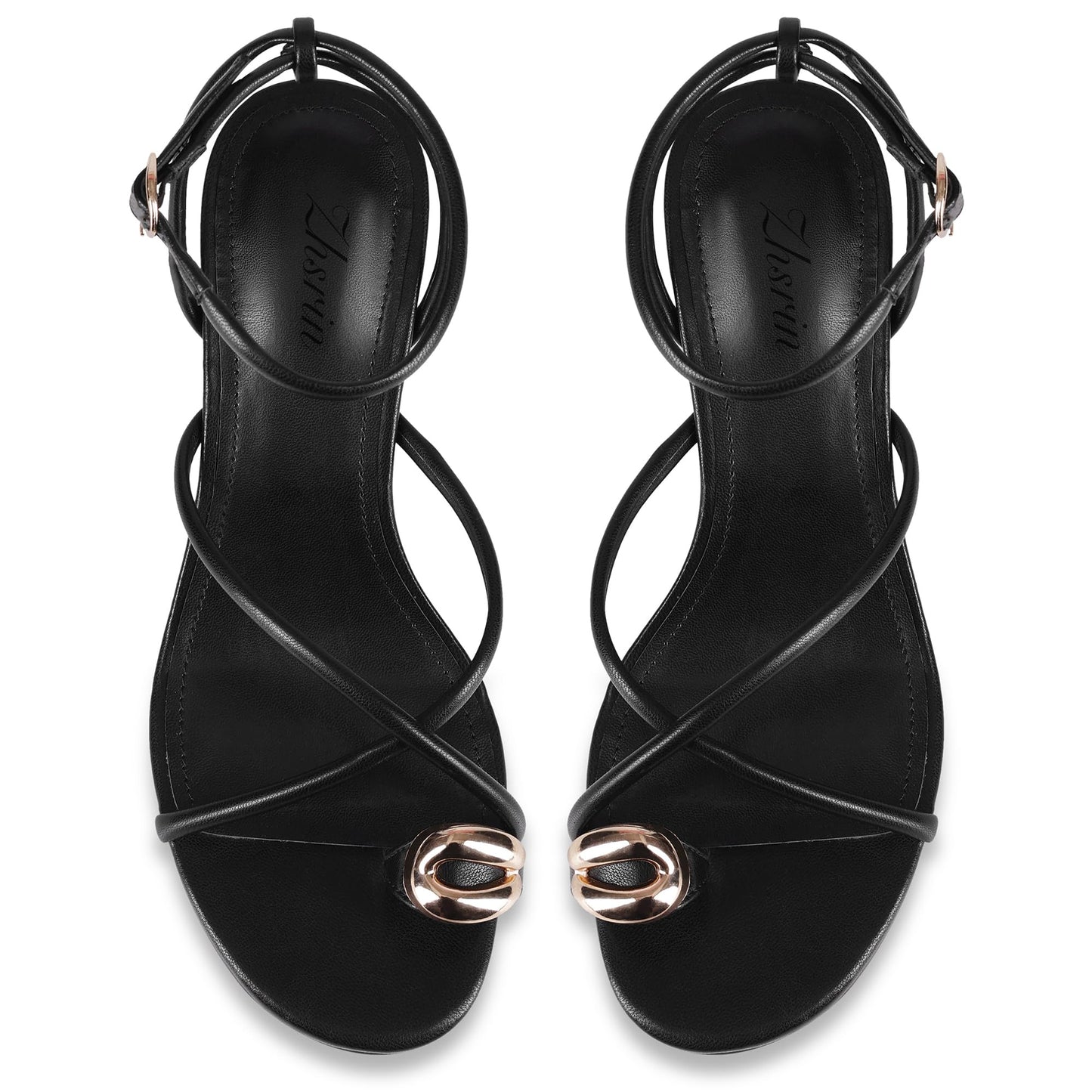 Kitten Heel Thong Sandals with Ankle Strap