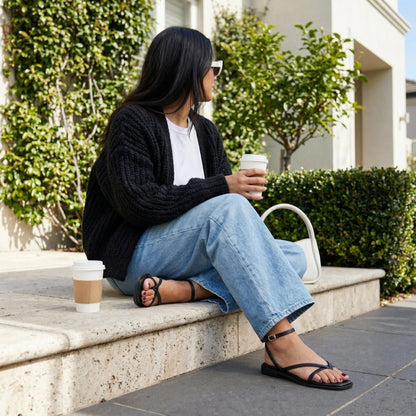 Strappy Flat Sandals with Memory Foam Comfort