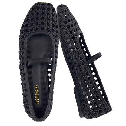 Woven Square Toe Mary Jane Flats